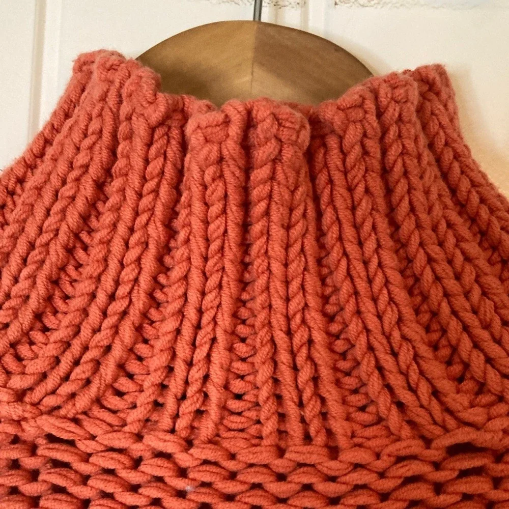 J Crew Women's Orange High Neck‎ Knit Sweater Size XS Long Sleeve Fitted